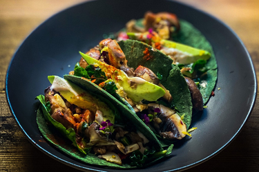 Three minute Spicy Shroom Taco with Livener Magarita.